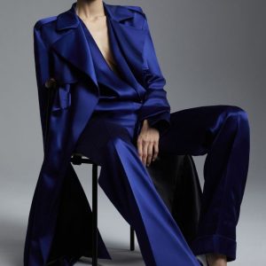 Комплект атласный синий