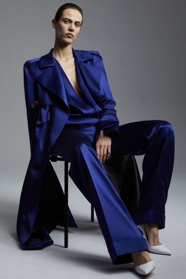 Комплект атласный синий