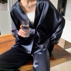 Комплект атласный синий