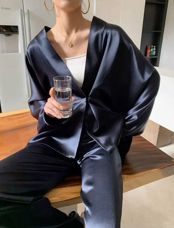 Комплект атласный синий