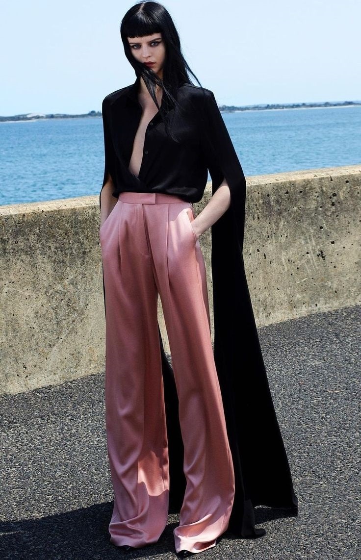 Брюки атлас розовые