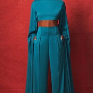 Без названия (7) Брюки атласные бирюзовые